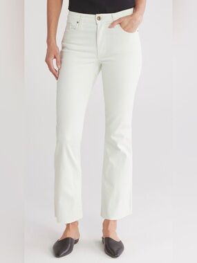 Whetherly Off White Womens High Waist Ankle Flare Raw Hem Stretch Size 32